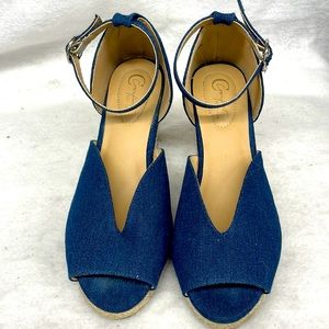 Comfort denim wedge heels shoes ladies sz 7m